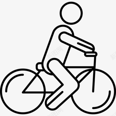 男子骑自行车行为超薄图标图标
