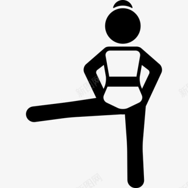 女孩伸展右腿运动瑜伽图标图标