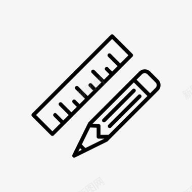 铅笔和尺子尺子和铅笔书写工具图标图标