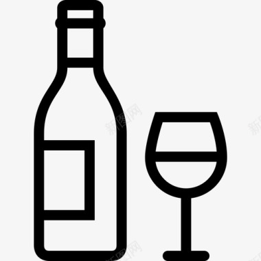 酒瓶酒和杯子酒瓶子图标图标