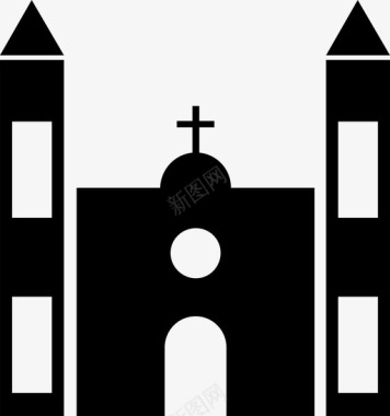 十字架教堂建筑拱门图标图标