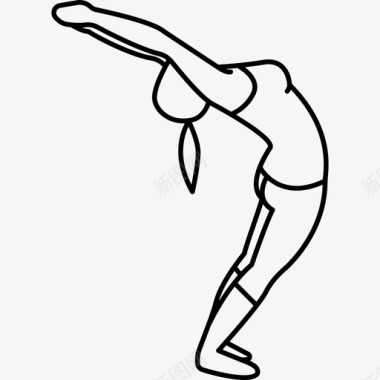 妇女伸展背部运动瑜伽和普拉提图标图标