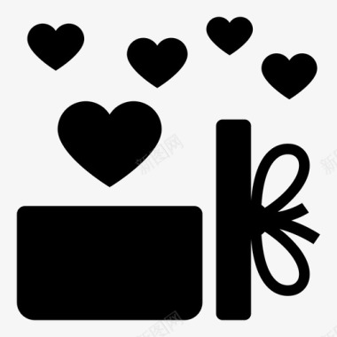 礼品盒心形心形盒图标图标