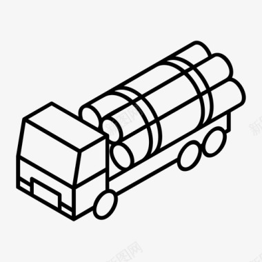 伐木车木材运输图标图标
