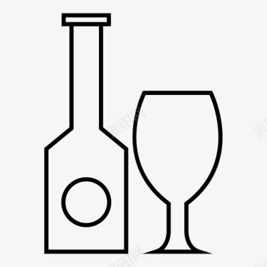 酒瓶酒杯酒瓶派对图标图标