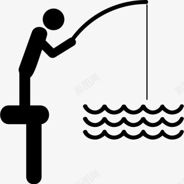 钓鱼捕鱼钓鱼竿图标图标
