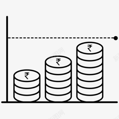 一堆菠萝平均成本增长货币图标图标