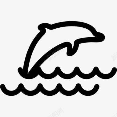 海豚跳跃动物水图标图标