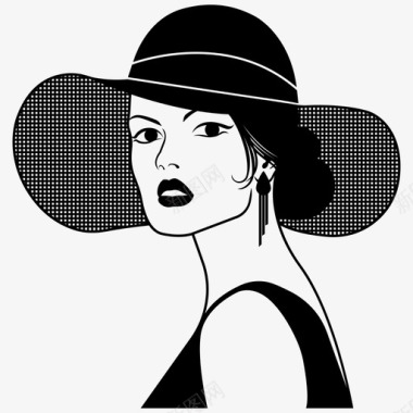 女人说话时尚帽子女人图标图标
