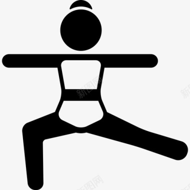 女孩伸展手臂和左腿运动瑜伽图标图标