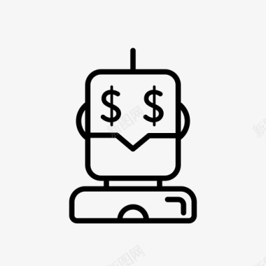 美元符号ai机器人人工智能硬币图标图标