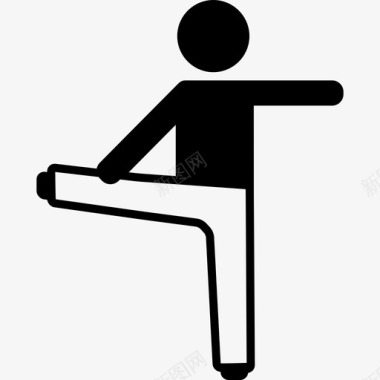 伸展男孩伸展右腿和左臂运动瑜伽图标图标