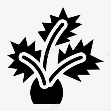 棕榈树槟榔科盆栽图标图标