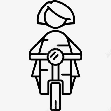 骑摩托车的女人女人超薄图标图标
