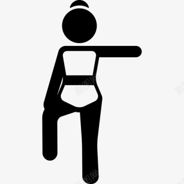 一条腿向上的女人运动瑜伽图标图标
