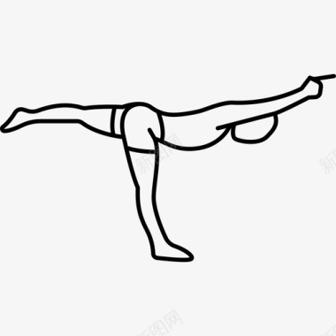 男子站在右腿伸展腿和手臂体育瑜伽和普拉提图标图标