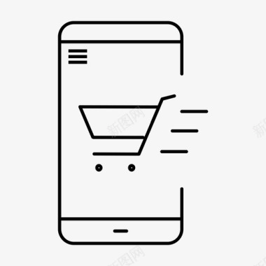 移动商务型移动购物电子商务网上购物图标图标