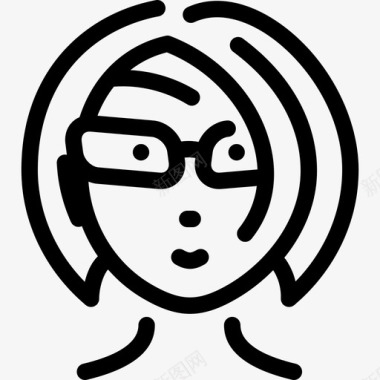 戴眼镜的女人头女士们直系的图标图标