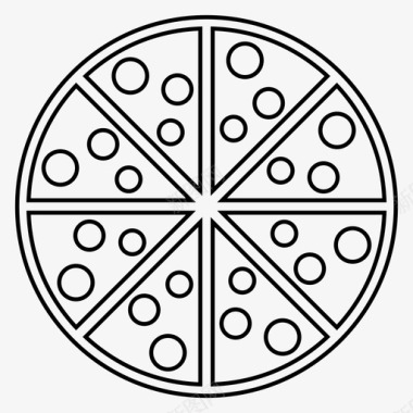 披萨切好的意大利香肠图标图标