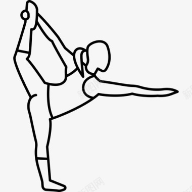 女子单腿站立抬高左腿运动瑜伽和普拉提图标图标