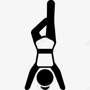 折叠腿的女性倒立运动瑜伽图标图标