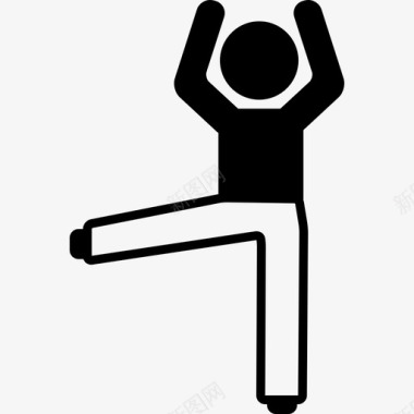 男人站起来伸展腿运动瑜伽图标图标