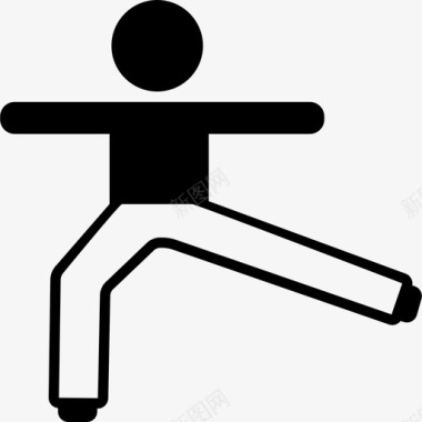 男人伸展手臂和一条腿弯曲另一条腿运动图标图标
