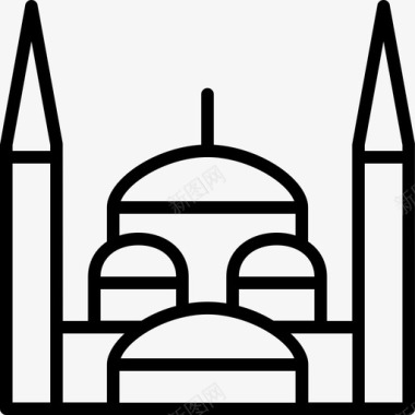 土耳其清真寺建筑蓝色图标图标