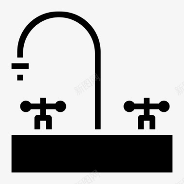 水滴水龙头浴室实心图标图标