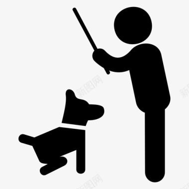 人和宠物狗动物命令图标图标