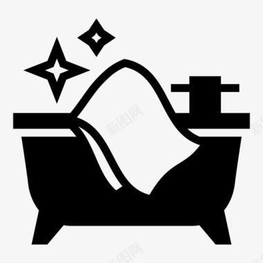 浴缸清洁布抛光图标图标