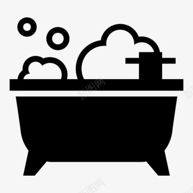 浴缸清洁泡沫清洗图标图标