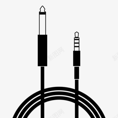 矢量插头乐器到耳机电缆播放图标图标