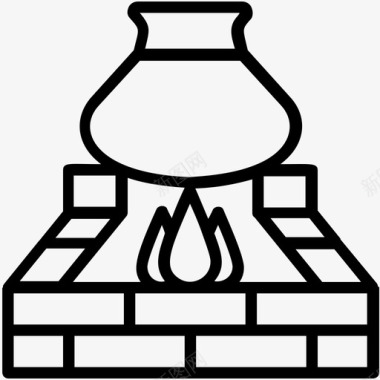 勾勒出的标志传统炉灶砖头烤箱巴基斯坦文化和地标性建筑勾勒出图标图标