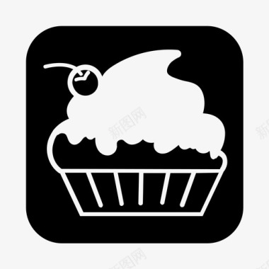 矢量蛋糕牡丹纸杯蛋糕面包店生日图标图标