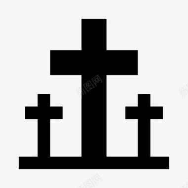 墓碑墓地十字架图标图标