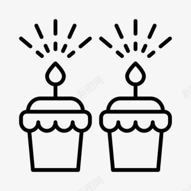 矢量蛋糕牡丹纸杯蛋糕生日庆祝图标图标