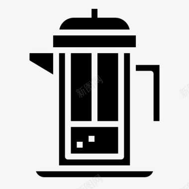 法式法式印刷机咖啡机柱塞式图标图标