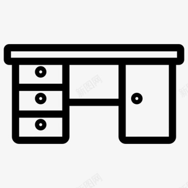 实木写字台办公桌桌子抽屉办公桌家具图标图标