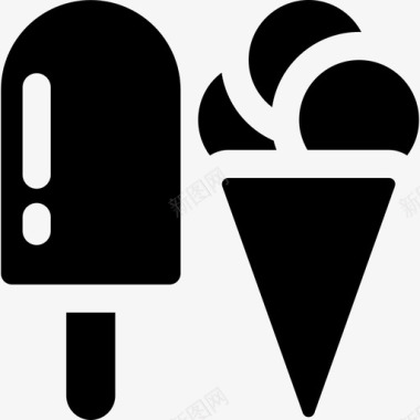 两份冰淇淋食物海水和海滩图标图标