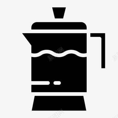 法式法式印刷机咖啡咖啡壶图标图标