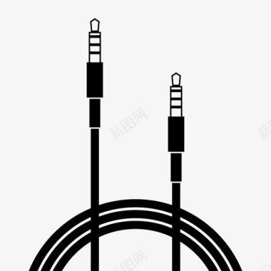 紫色耳机耳机到耳机音频电缆图标图标