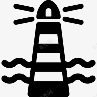 灯塔有灯光建筑物大海和海滩图标图标