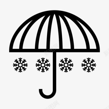 冬季的雨伞雨伞寒冷雪花图标图标