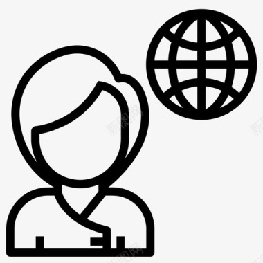 全球业务女性全球图标图标