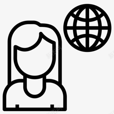 全球业务女性全球图标图标