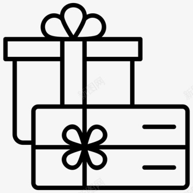 礼品卡礼品券购物和商业线图标图标