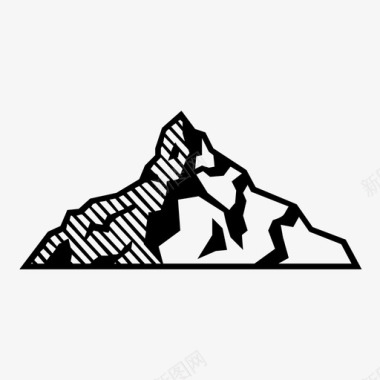 青色山峰素材山探险风景图标图标
