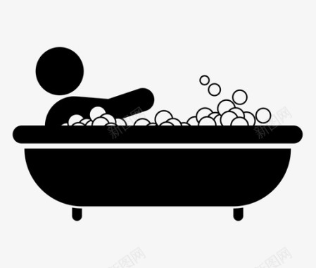 浴缸清洁消毒和个人卫生图标图标