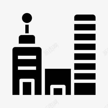 办公建筑和城市建筑物图标图标